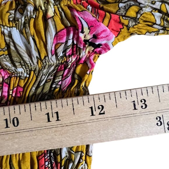 ETwo Floral Smocked Off Shoulder Bell Sleeve Fairy Cottage Boho‎ Crop Top  S - Picture 5 of 10